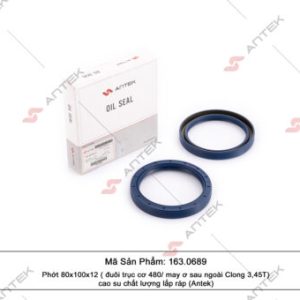 Phớt 80x100x12 (đuôi trục cơ 480/ may ơ sau ngoài Clong 3,45T) cao su – Antek