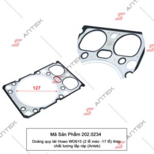 Gioăng quy lát Howo WD615 (2 lỗ méo -17 lỗ) thép – Antek